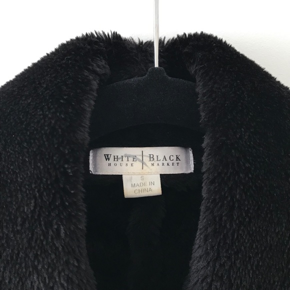 WHBM Black Faux Shearling Wrap Jacket - Picture 16 of 16